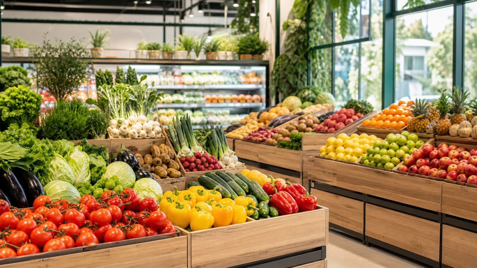 Fresh produce section at FreshMart